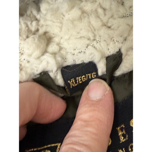 Guess Olive Sherpa Lined Hooded Parka Jacket Gold Zip Detail‎ Size XL - Picture 4 of 16